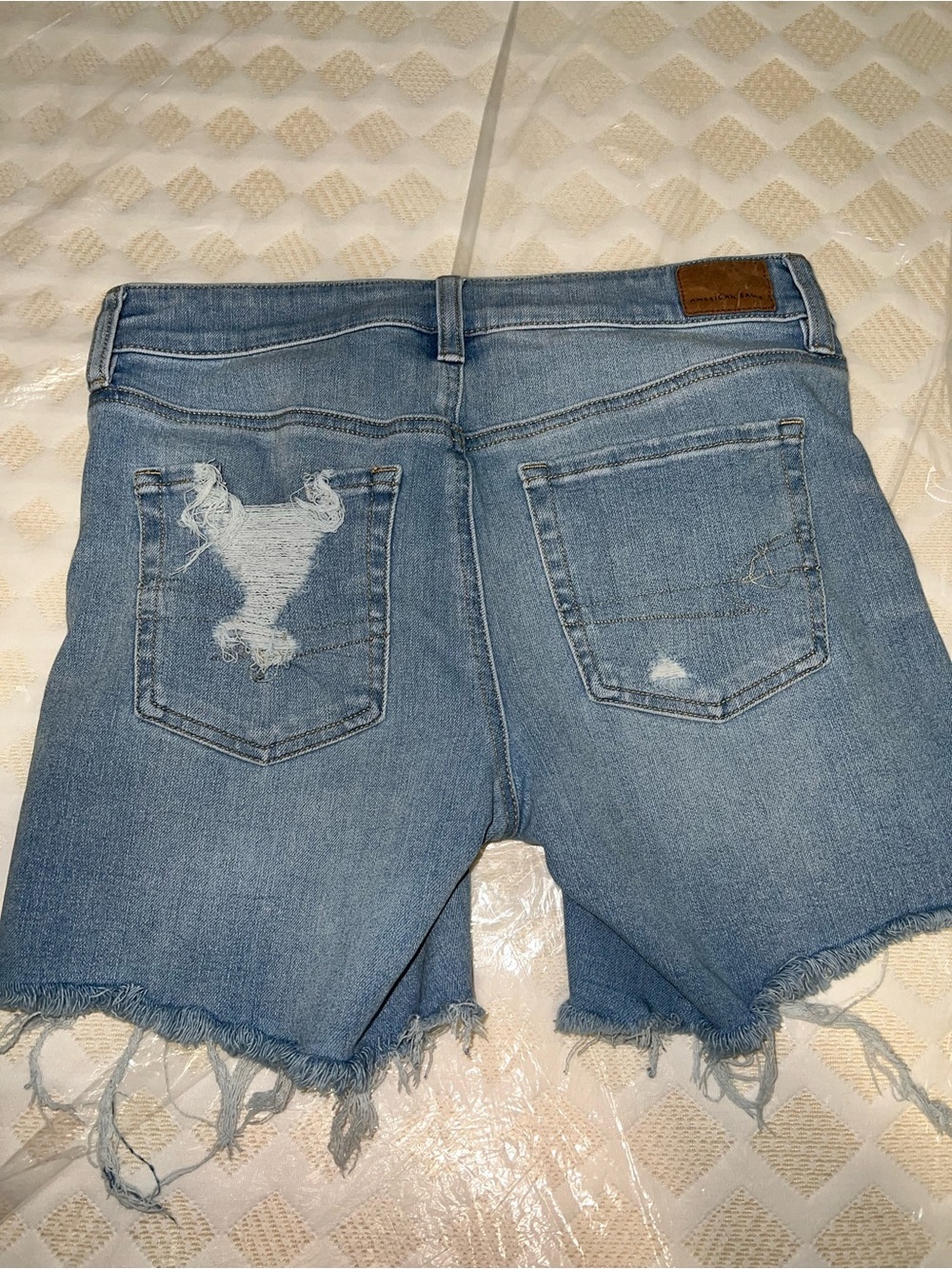 American Eagle Outfitters Light Blue Distressed Denim Shorts - Picture 4 of 5